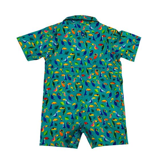 NWT Blue Quail 3-6M Toucans Guayabera Romper - Picture 5 of 7